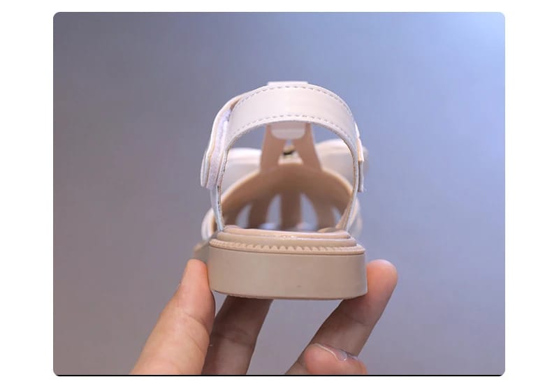 Children School Black Beige Cut-outs Sandals